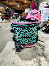 Load image into Gallery viewer, Turquoise and Pink Backpack Cooler