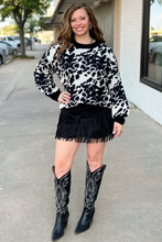Load image into Gallery viewer, FORT WORTH FRINGE SKIRT BLACK