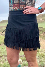Load image into Gallery viewer, Fort Worth Fringe Skirt- Black