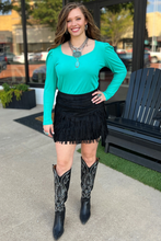 Load image into Gallery viewer, FORT WORTH FRINGE SKIRT BLACK