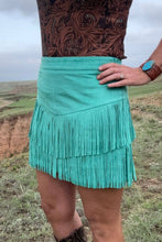 Load image into Gallery viewer, FORT WORTH FRINGE SKIRT TURQUOISE