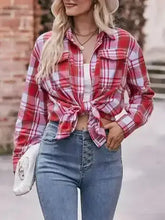 Load image into Gallery viewer, Plaid Button Down Oversized Shirt Jacket
