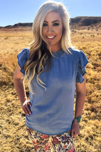 Load image into Gallery viewer, Babydoll Top Denim - Light Wash
