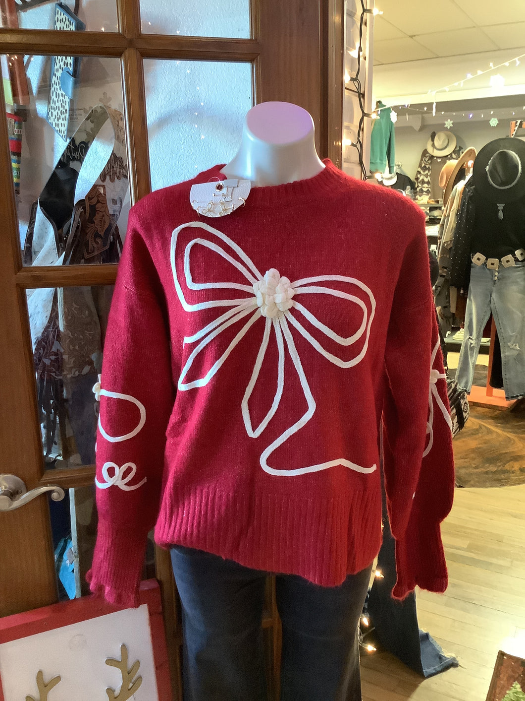 Red Ribbon Bow Sweater