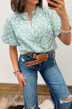 Load image into Gallery viewer, Floral Textured V Neck Blouse
