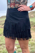 Load image into Gallery viewer, FORT WORTH FRINGE SKIRT BLACK
