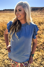 Load image into Gallery viewer, Babydoll Top Denim - Light Wash

