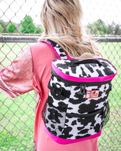 Load image into Gallery viewer, Hot Pink + Cow Print Backpack Cooler Bag
