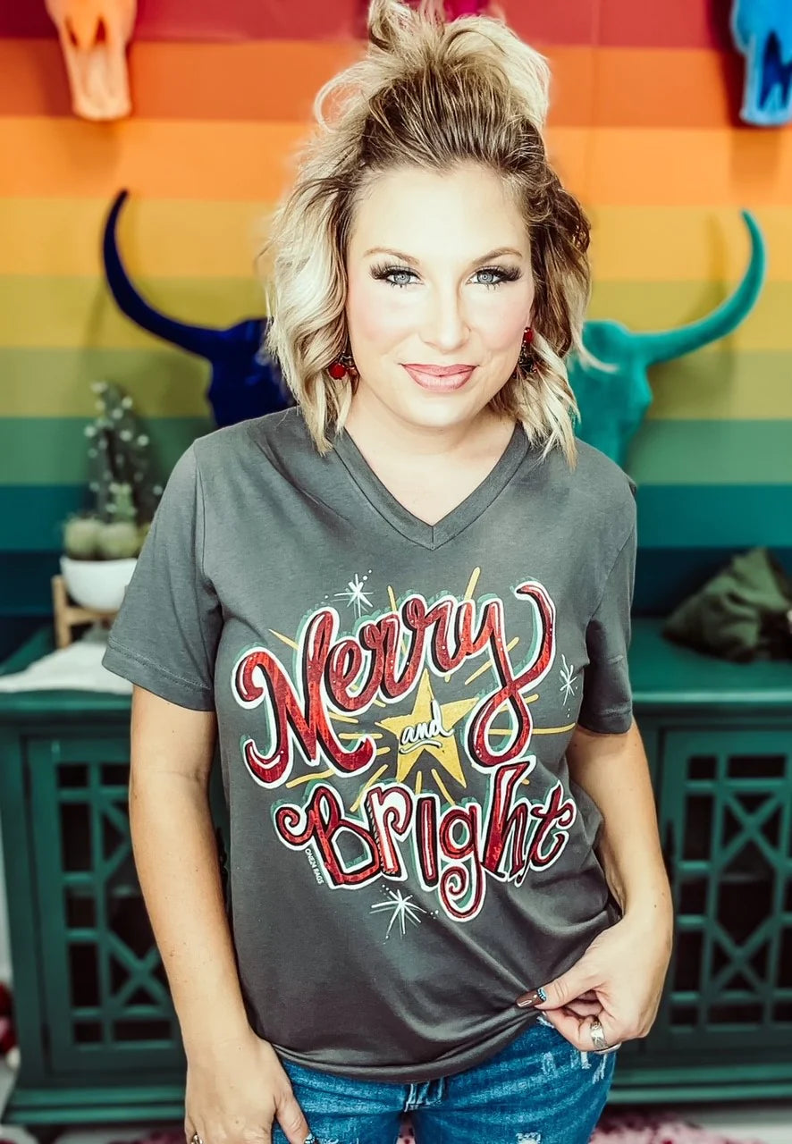 Charcoal Merry and Bright Tee