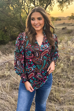 Load image into Gallery viewer, Wildberry Paisley Top
