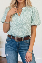 Load image into Gallery viewer, Floral Textured V Neck Blouse
