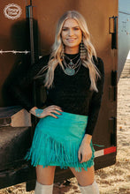 Load image into Gallery viewer, FORT WORTH FRINGE SKIRT TURQUOISE
