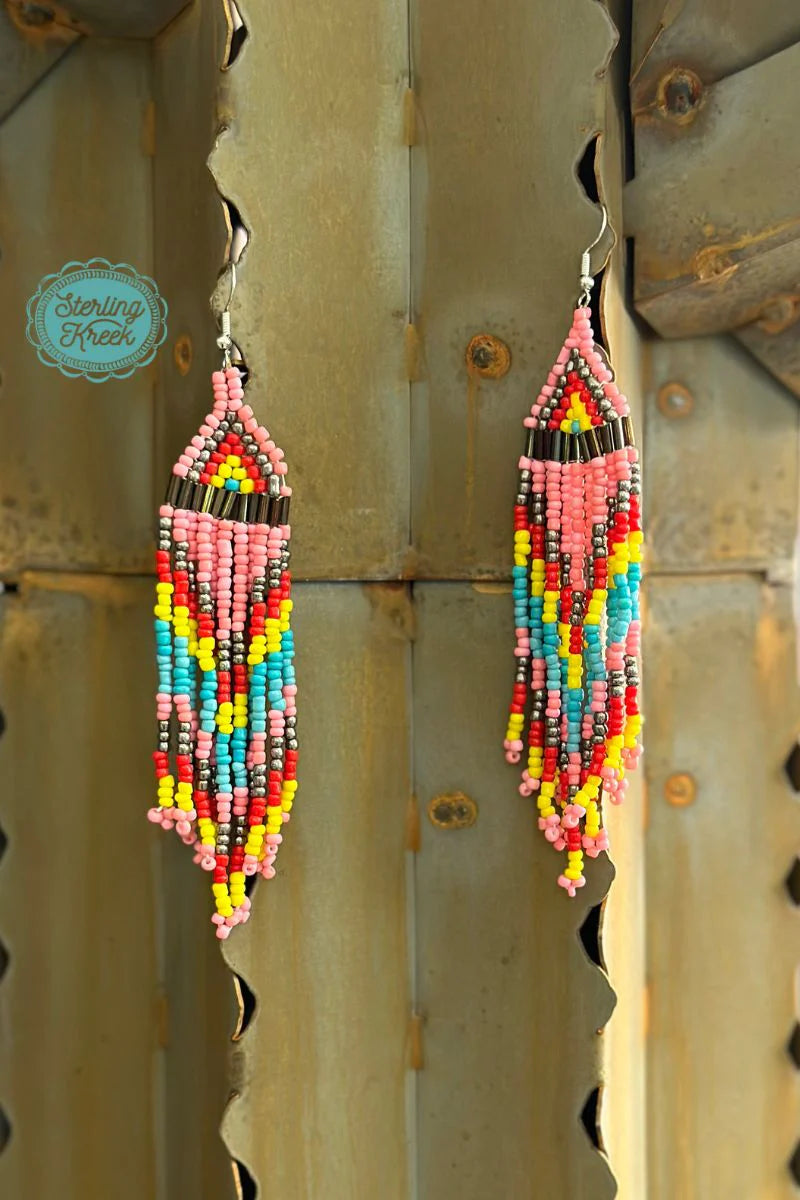 Tiger Lily Seed Bead Earrings