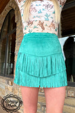Load image into Gallery viewer, Forth Worth Fringe Skirt TURQUOISE
