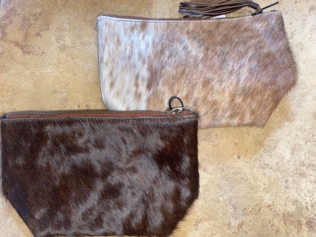 Cowhide makeup bag