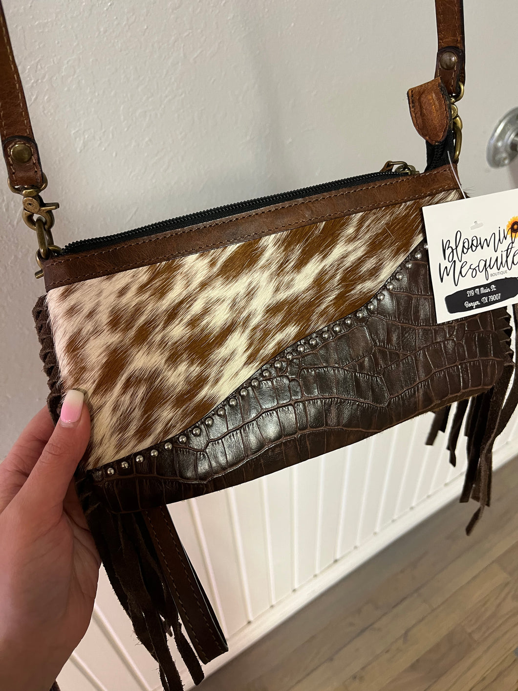 Cowhide/Leather with Studs Crossbody- RafterT
